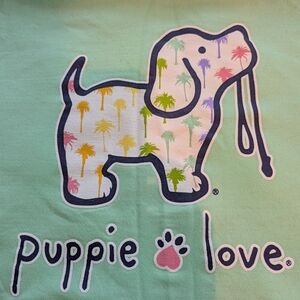 Mint Green Puppie love hooded Palm tree  Sweatshirt